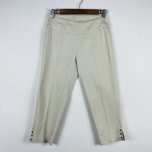 Lulu-B Size 2 Pull On Crop Pants Tan Cotton Blend